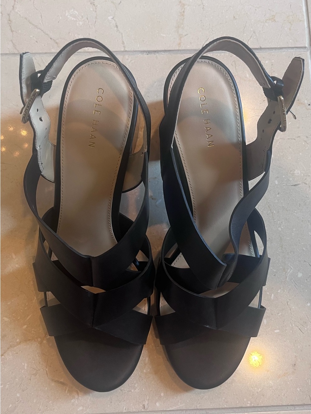 Cole Haan Black Strappy High Heel Sandals